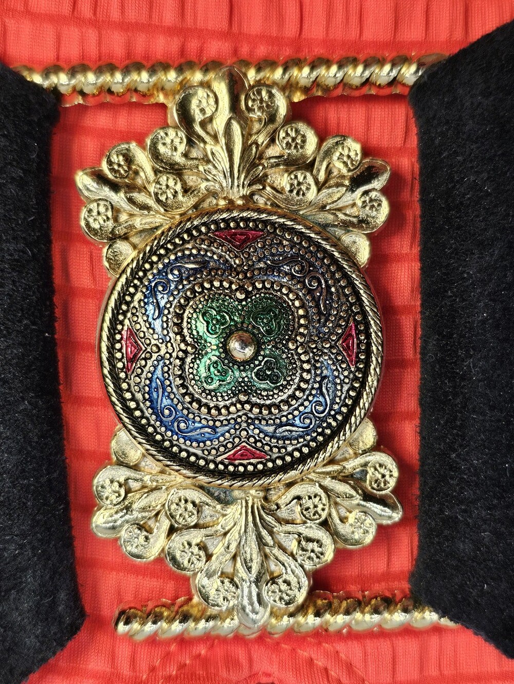 Luxury Paris Made In France Gold Red Blue Green Wide Cinch Belt Buckle Big Bold
